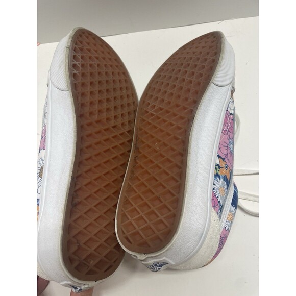 Vans Low Sneakers Tennis Shoes Retro Pink floral white suede top size 7 skater - Picture 8 of 12